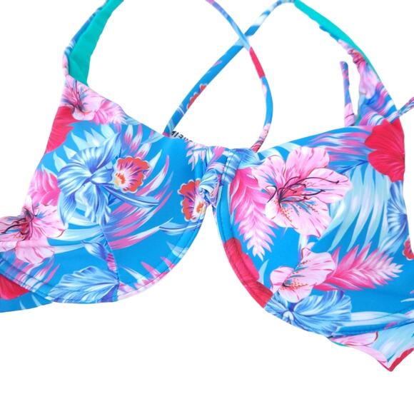 Shein Bikini Small Floral Bright Cheeky Brazilian Bottoms Bathing Suit 2 Piece - Picture 5 of 5